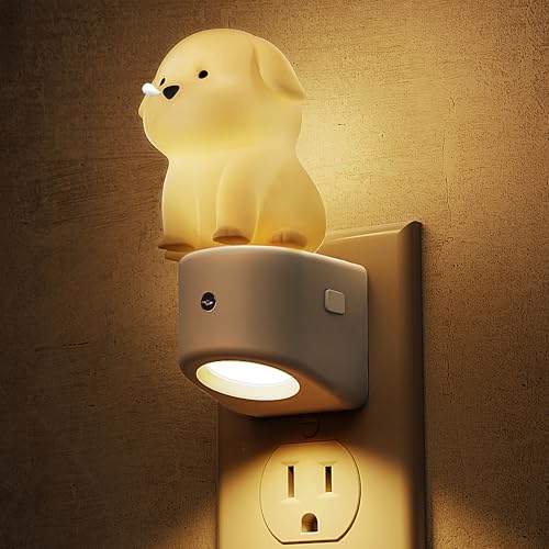 L LOHAS LED 3D puppy night light glows upward and downward for a cozy bedtime.