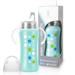 L.A. Baby Ultimate Stainless Steel Sippy Cup close-up, showing durable 9oz design for toddlers.