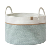 La Jolie Muse braided basket Ivy Green texture highlights eco-friendly cotton weave.