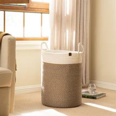 LA JOLIE MUSE large cotton rope basket in mocha for baby blanket storage