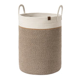 LA JOLIE MUSE woven rope storage basket front view in mocha ideal for baby blanket organization