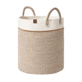 LA JOLIE MUSE woven basket in white and desert tones, ideal for toy and laundry storage.