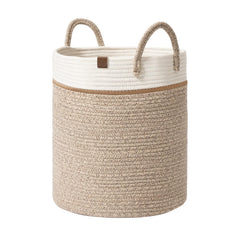 LA JOLIE MUSE woven basket in white and desert tones, ideal for toy and laundry storage.
