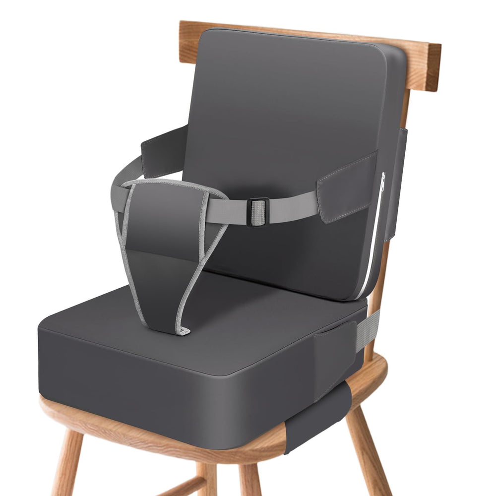 Laapee booster seat backrest supports posture during meals on busy dining chairs