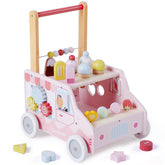 Labebe wooden baby walker ice cream cart enhances balance and imaginative play.