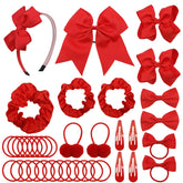 LACGO 37-piece red hair bow set for school uniforms