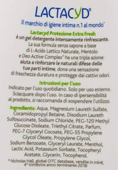Lactacyd intimate wash label close-up shows ingredients and trusted brand.
