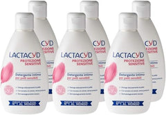 Lactacyd Sensitive Protection bottle side view showcases a pH-balanced formula for sensitive skin.