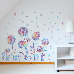 Ladinimo colorful blowing dandelion wall decals brighten walls with removable art.