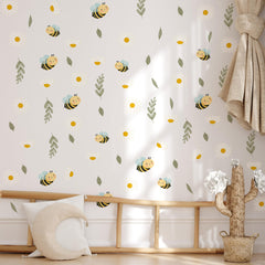 Ladinimo daisy-bee decals brighten living rooms and home offices with nature art