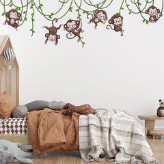 Ladinimo green leaves and vines wall decal adding a fresh jungle touch.