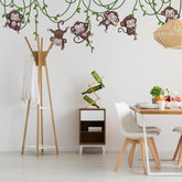 Ladinimo Jungle Monkey wall decal collection featuring playful monkeys and vines for kids' rooms.