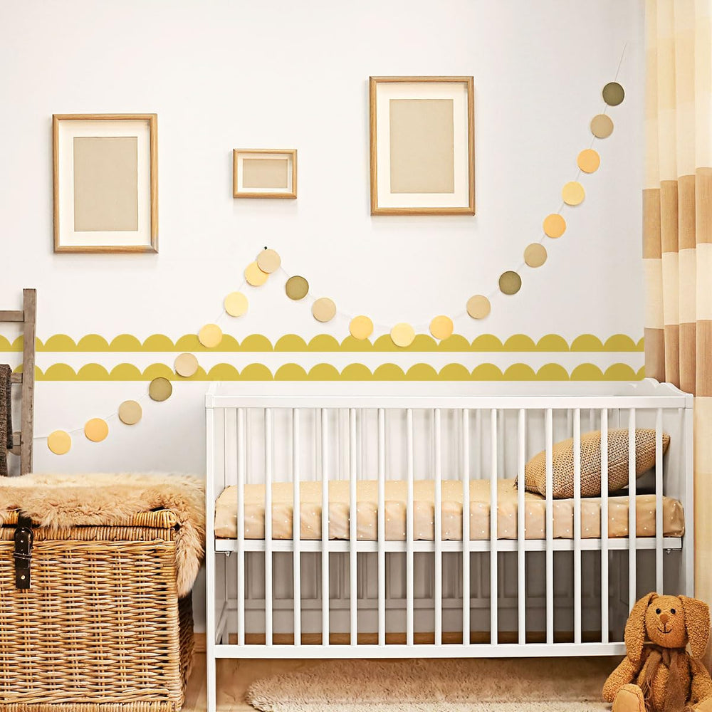 Ladinimo scallop border wall sticker on a door edge, adding decorative charm.