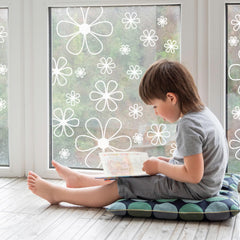 Ladinimo white flower decals suited for doors and glass surfaces.