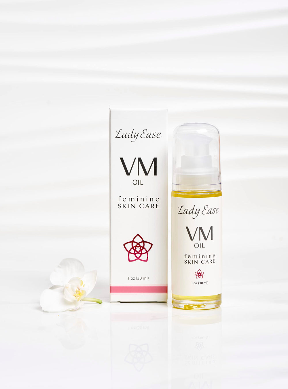 Lady Ease Organic Vaginal Oil bottle with dropper for on-the-go moisture.