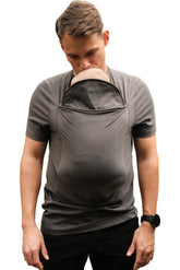 Lalabu Dad Shirt front view shows hands-free comfort for dad and baby