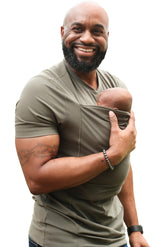 Lalabu Dad Shirt with kangaroo pouch enabling secure, hands-free baby bonding.