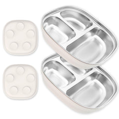 LalaDream stainless steel kid plates with suction bottom for stable meals and mess control.