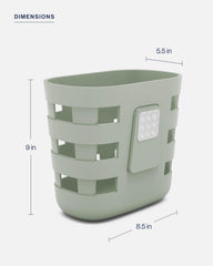 Lalo Bath Time Storage Bin uses non-toxic plastic for safe daily use.