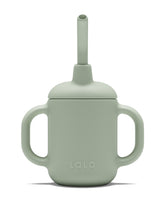 Lalo Little Cup Sage 4oz shown, compact and safe for tiny hands, ideal for on-the-go hydration