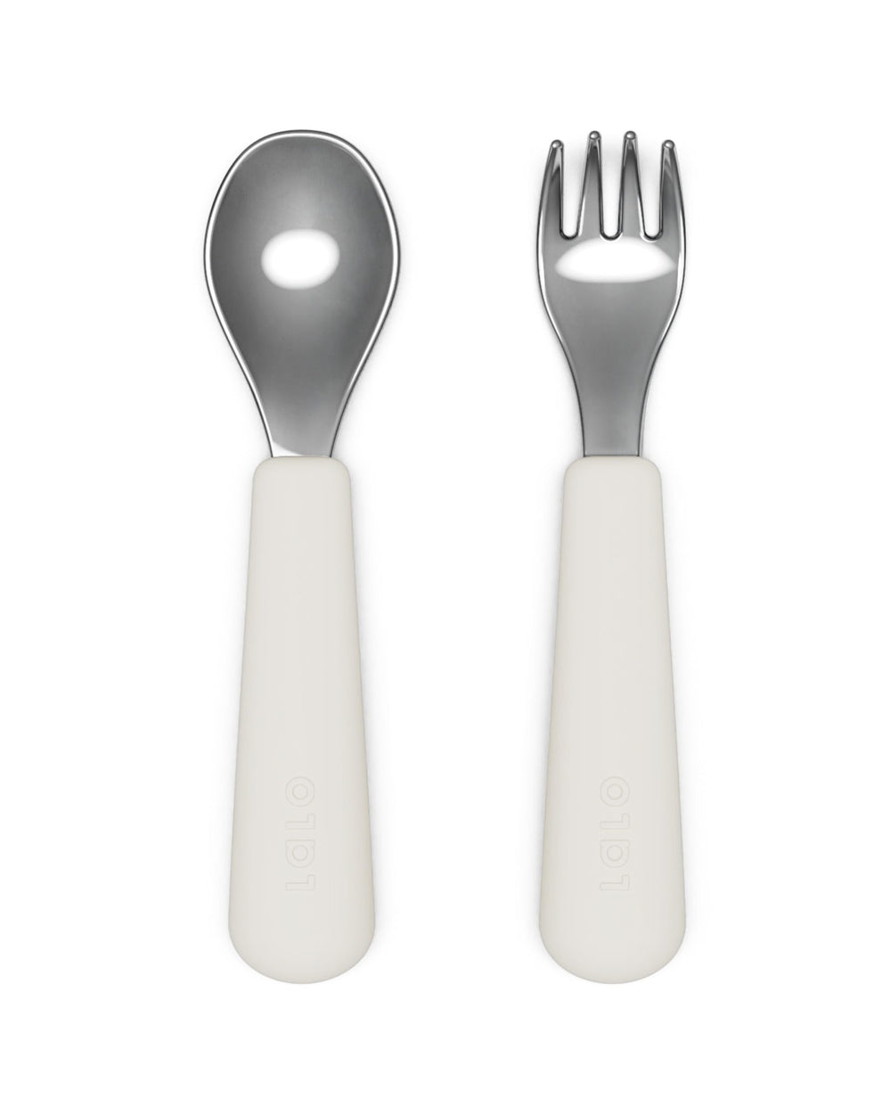 Lalo Toddler Utensils fork with ergonomic grip for easier self-feeding.