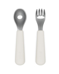 Lalo Toddler Utensils fork with ergonomic grip for easier self-feeding.