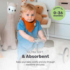 Lamb Babies Bandana Bib absorbs dribbles to keep baby clean during meals