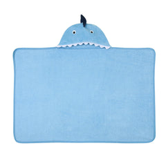 Lambs and Ivy shark hooded towel hood detail enhances cozy drying.