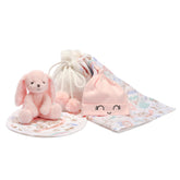 Lambs & Ivy bunny gift set with swaddle and bag, ideal baby shower gift.