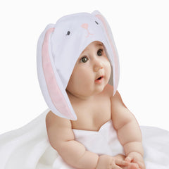 Lambs & Ivy bunny hooded towel with plush ears for cozy wrapping