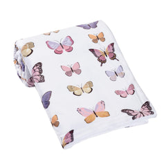 Lambs & Ivy Butterfly Dreams closeup of pink butterflies adds playful nursery charm.