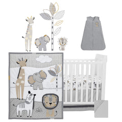 Lambs & Ivy Jungle Safari quilt embroidery details highlight texture.