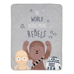Lambs & Ivy Star Wars Rebels blanket front Chewbacca close-up for cozy stroller outings