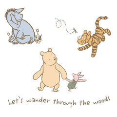 Lambs & Ivy Storytime Pooh decals in beige with Pooh and friends for playful nursery decor.