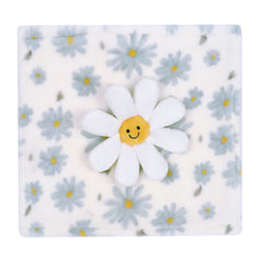 Daisy velour flower with happy face on Lambs & Ivy Lovey