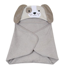 Lambs & Ivy taupe velour hood adds warmth and style to bath time