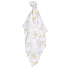 Lambs and Ivy Winnie the Pooh swaddle set in crib for soothing moments.