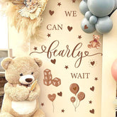 Lamkidle We Can Bearly Wait sign wall for festive gender reveal decoration