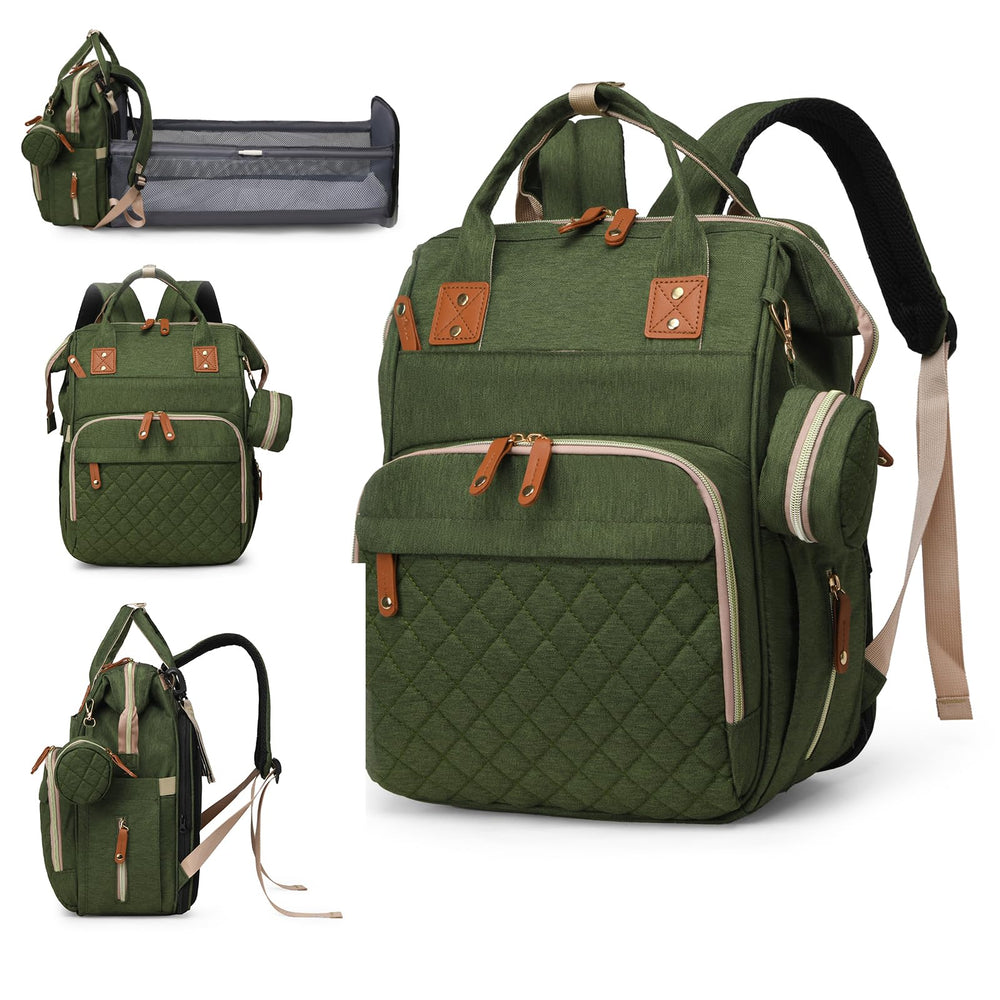 Lamroro diaper bag with changing station ready for on-the-go diaper changes.