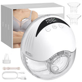 LAMSUET hands-free pump worn in bra for discreet, efficient pumping.