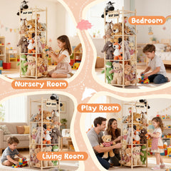 LAMU large capacity storage tower holding over 50 plush toys