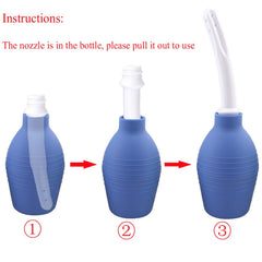 Lancsdom enema nozzle inside bottle demonstrates easy assembly for comfortable cleansing.