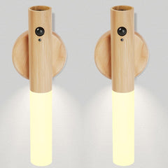 LANDGOO Nursery Night Light in ash wood with magnetic mount for simple placement.