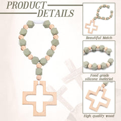 Landical green-themed rosary design with alternating beads and central cross.