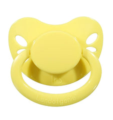 Landofgenie butterfly shield pacifier in yellow for adult comfort.