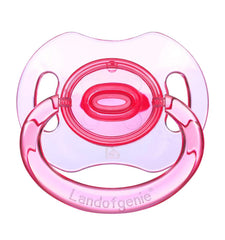 Landofgenie large shield pacifier in pink shows bone-shaped design for adult comfort.