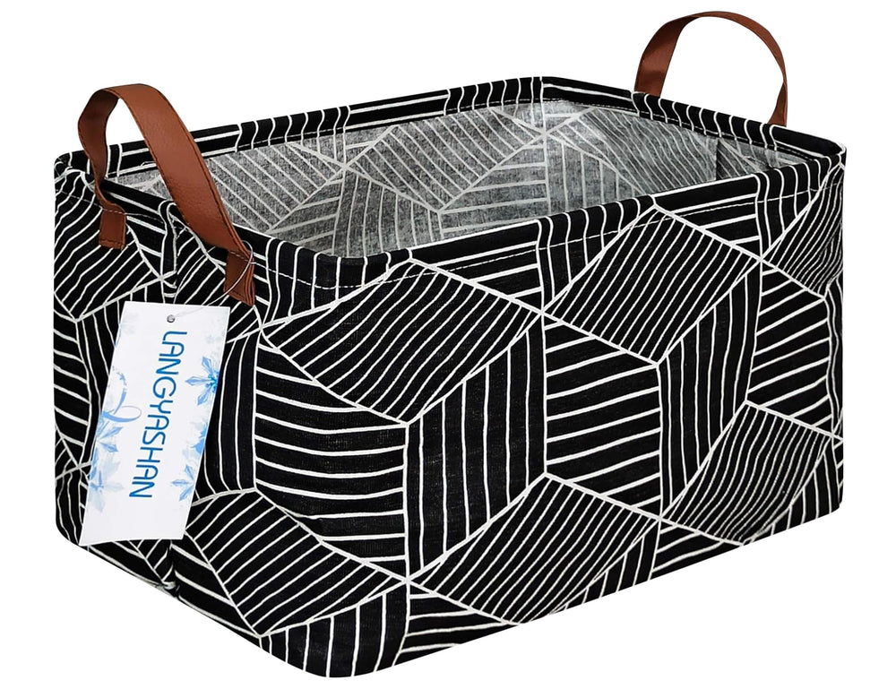 LANGYASHAN rectangular storage bin stands upright with sturdy canvas for tidy spaces.