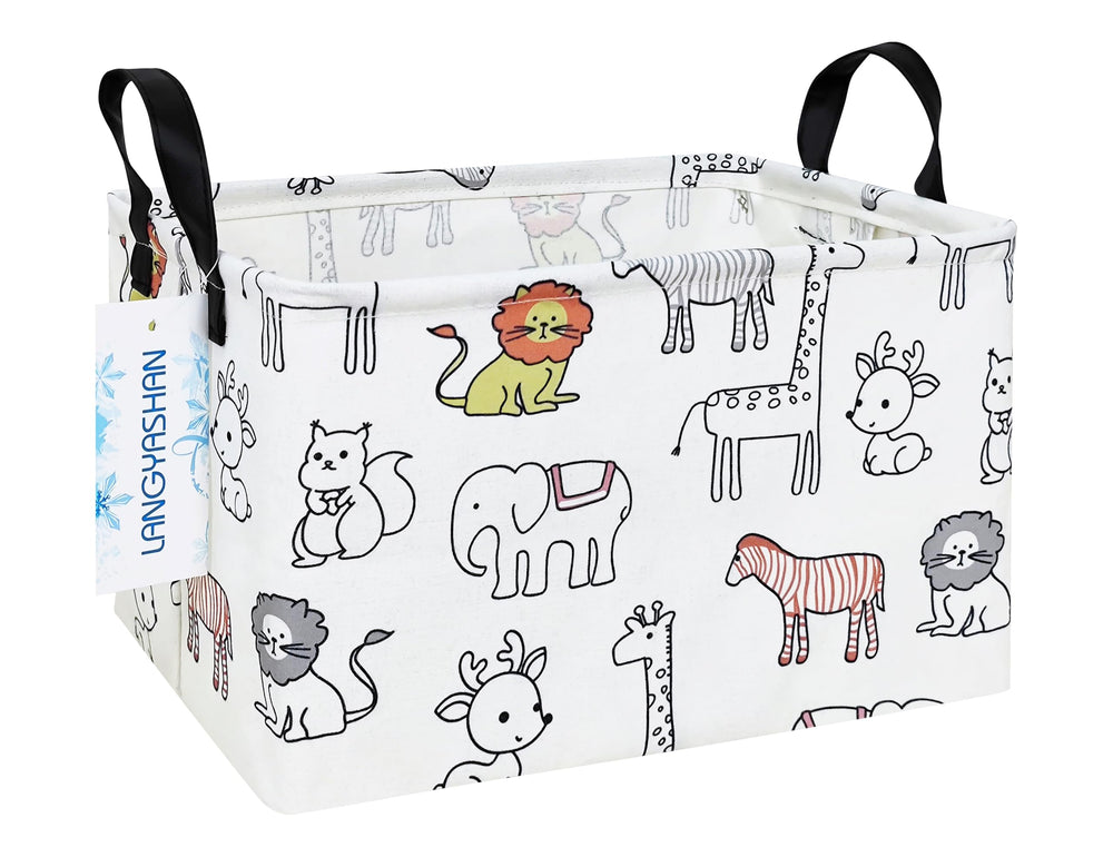 LANGYASHAN rectangular storage bin for toys with a sturdy self-standing form.