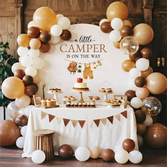 LANKBACK S'Mores baby shower decal adds festive photo backdrop to celebration.