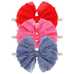 Lanmerry 3-pack baby headbands in rose with soft elastic lace for newborns and beyond